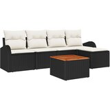vidaXL 6 komadni vrtni sofa set s jastučićima crni poli rattan akacije, 2-sjedna vrtna sofa s spremnikom i jastučićima crni poli rattan Cijene
