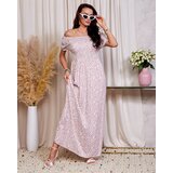Resti White and pink floral women's maxi dress a'la hiszpanka- Clothing Cene