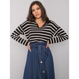 Fashion Hunters rue paris black women's striped sweater Cene