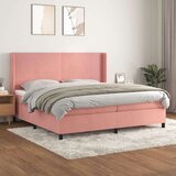  Box spring postelja z vzmetnico roza 200x200 cm žamet Cene