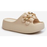 Boto Women's Foam Slides with Decorations on Thick Sole Light Beige Bremavia | Shoptok.si