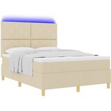  LED Box Spring Krevet s uzglavljem Krema 140 x 190 cm tkanina | shoptok.hr