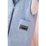 Kesi Włoski Women's quilted Plus Size vest with a hood zipped blue | shoptok.hr