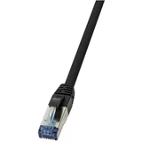 CQ6035S RJ45 CAT 6a S/FTP 1.00 m črna pletena zaščita\, brez halogena\, PUR plašč\, kislinsko odporen\, odporen na olje in abrazijo 1 kos, (20414036)
