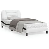 vidaXL Okvir kreveta s LED svjetlom bijelo-crni 90x190 cm umjetna koža Cijene