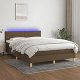 vidaXL Box spring postelja z vzmetnico LED temno rjava 140x200cm blago Cene