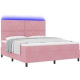  LED Box Spring Krevet Ružičasta 180 x 200 cm Baršun | shoptok.hr