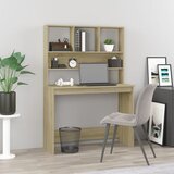 vidaXL Pisalna miza s policami sonoma hrast 102x45x148 cm inž. les Cene