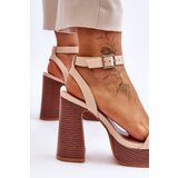FI1 Leather Sandals On A Chunky Platform Beige Marina | Eponuda.ba