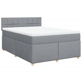  Krevet box spring s madracem svjetlosivi 140x200 cm od tkanine Slike