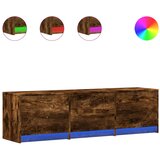 Maison Chic TV omarica - TV stojalo - Televizijska omarica LED dimljeni hrast 140x34x40 cm inženirski les, (21701036) Cene