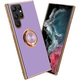 Cadorabo ohišje, združljiv s Samsungom v sijajnem svetlobnem vijoličnem - zlatu z obročem - zaščitni pokrov iz fleksibilnega silikona TPU, z zaščito pred kamero in držalo magnetnega avtomobi, (20593503) Cene