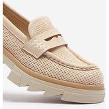 Resti Beige women's openwork moccasins on a solid sole Ejina - Footwear | Shoptok.si