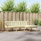  Set vanjskih sofa s jastukom 4 pcs Bijela i krem Poliester | Eponuda.ba