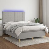 The Living Store Box spring postelja z vzmetnico LED svetlo siva 140x190cm blago - Box Spring Postelja, (21517079) Cene