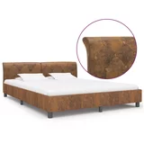 vidaXL okvir za krevet od umjetne brušene kože smeđi 160 x 200 cm