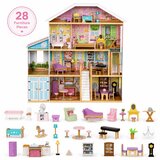 Ginger Home Velika drvena kuća za lutke Grand Villa, 4 etaže, 28 komada namještaja, 119x31,5x122,5 cm | shoptok.hr