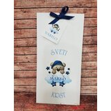  Unikatno Vabilo za krst z medvedkom in majhno pentljico, modro REK103 | Shoptok.si