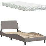  Postelja z vzmetnico taupe 80x200 cm blago | Shoptok.si
