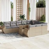 Maison Chic Seti vrtnega pohištva - Vrtna garnitura - Vrtni pohištvo set 11-delna z blazinami bež poli ratan, (21816194) | Shoptok.si