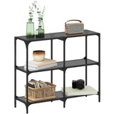  Konzolni stol s crnom staklenom površinom 98x30x81 cm čelični | shoptok.hr
