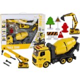 Lean_Toys Gradbena vozila Zvok Svetloba 1:12 DIY mešalnik za beton, žerjav, bager Cene
