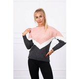 Kesi Sweater with geometric patterns powder pink + graphite | shoptok.hr