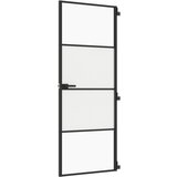 vidaXL Notranja vrata ozka črna 76x201,5 cm kaljeno steklo in aluminij, (20983325) | Shoptok.si
