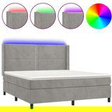  Box spring postelja z vzmetnico LED svetlo siva 180x200cm žamet, (20899679) | Shoptok.si