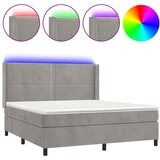  Krevet box spring s madracem LED svjetlosivi 180x200 cm baršun | shoptok.hr