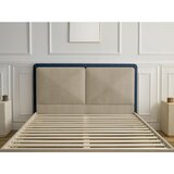 Bobochic Paris Modra/bež oblazinjena oblazinjena zakonska postelja z letvenim dnom 180x200 cm Mara – | Shoptok.si