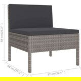  12-dijelna vrtna garnitura od poliratana s jastucima siva | shoptok.hr