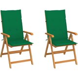 Maison Chic Vrtni stoli - Stol za vrt 2 kosa z zelenimi blazinami trdna tikovina JS1483, (21878234) | Shoptok.si