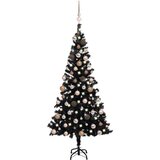  Umjetno božićno drvce LED sa setom kuglica crno 180 cm PVC | shoptok.hr