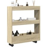 vidaXL Uska kolica za pohranu s 3 razine boja hrasta konstruirano drvo | shoptok.hr