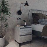 vidaXL noćni ormarić s metalnim nogama boja sivog hrasta 40x35x50 cm Cijene