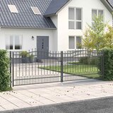 vidaXL Kapija s vrhom u obliku koplja Siva 404 x 125 cm Čelik | shoptok.hr