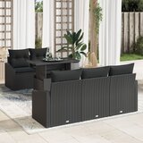 vidaXL Vrtna sedežna garnitura Set 6 Črna Ratan, Poliester, (22065105) | Shoptok.si