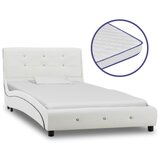 vidaXL Postelja z vzmetnico iz sp. pene belo umetno usnje 90x200 cm Cene