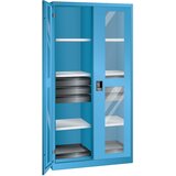 LISTA Omara z okenci VxŠxG 1950 x 1000 x 580 mm, z 8 policami, 6 predali, svetlo modra Cene