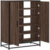 vidaXL Omarica za čevlje rjavi hrast 75x38x97,5 cm inž. les in kovina | Shoptok.si