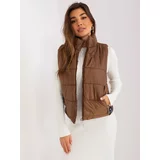 Fashion Hunters Brown short quilted vest with pockets