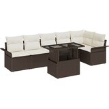  7-dijelni vrtni sofaset s jastučićima smeđi poli ratan 2-sjedni vrtni kauč s odlaganjem i jastučićima smeđi poli ratan | shoptok.hr