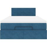 vidaXL Otomanski posteljni okvir z vzmetnico moder 120x200 cm žamet | Shoptok.si