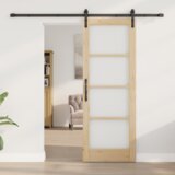 vidaXL Drsna vrata s kompletom okovja 'ORKDAL'73,5x198,5 cm, Notranja vrata 'ORKDAL'73,5x198,5x4 cm iz trdnega borovega lesa | Shoptok.si