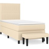  Krevet s oprugama i madracem krem 90 x 190 cm od tkanine | shoptok.hr