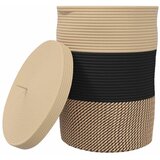  Košara za pohranu s poklopcem crna i bež Ø 37 x 50 cm pamučna | shoptok.hr