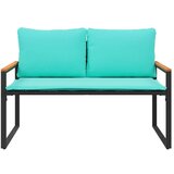  Klupa s jastukom Crna i Tirkizna 115 x 65 x 72 cm Ratan | shoptok.hr