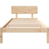 vidaXL Krevetna konstrukcija s uzglavljem 75x190 cm od čvrste borovine | shoptok.hr
