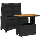  2-dijelni vrtni blagovaonski set s jastucima od poliratana crni | shoptok.hr